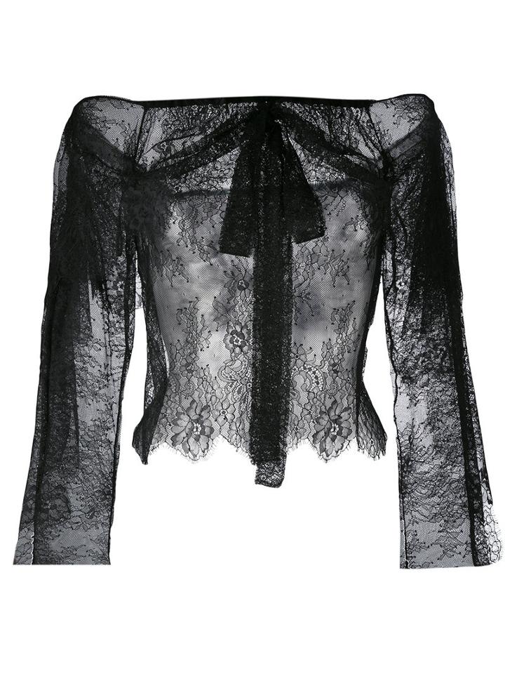 Philosophy Di Lorenzo Serafini Lace Off-shoulder Bow Blouse, Women's, Size: 40, Black, Polyamide