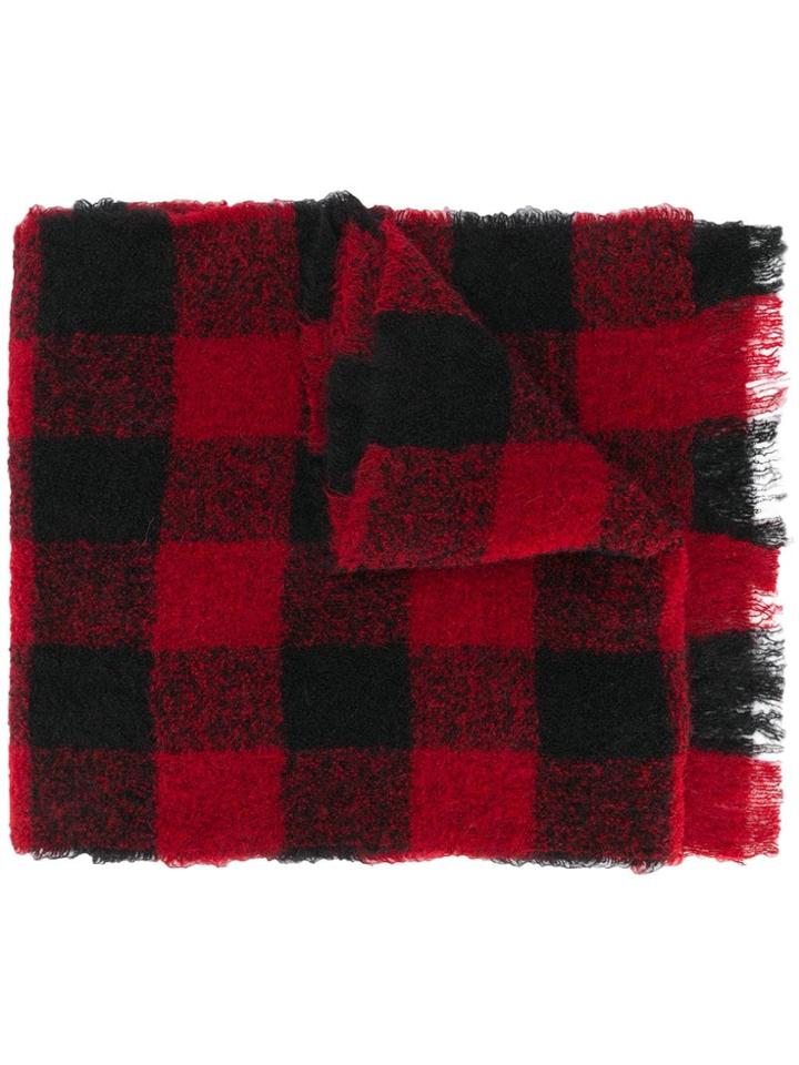 Woolrich Checkered Fringed Scarf