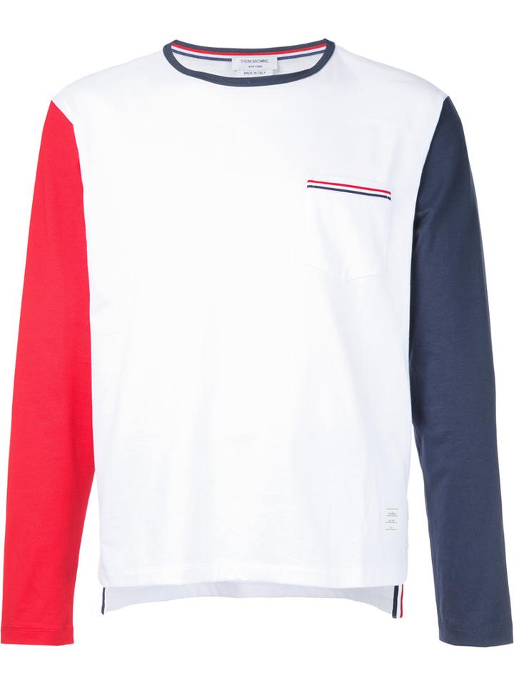 Thom Browne Colourblock T-shirt, Men's, Size: 2, White, Cotton