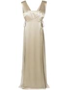 Alberta Ferretti Sleeveless Pleated Panel Gown - Nude & Neutrals