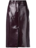 Tibi Crocodile Embossed Skirt - Black