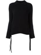 Frame Denim Collared String Detail Jumper, Women's, Size: Xs, Black, Cashmere