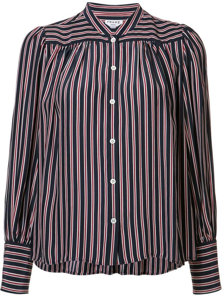 Frame Denim Striped Shirt, Women's, Size: Small, Blue, Silk