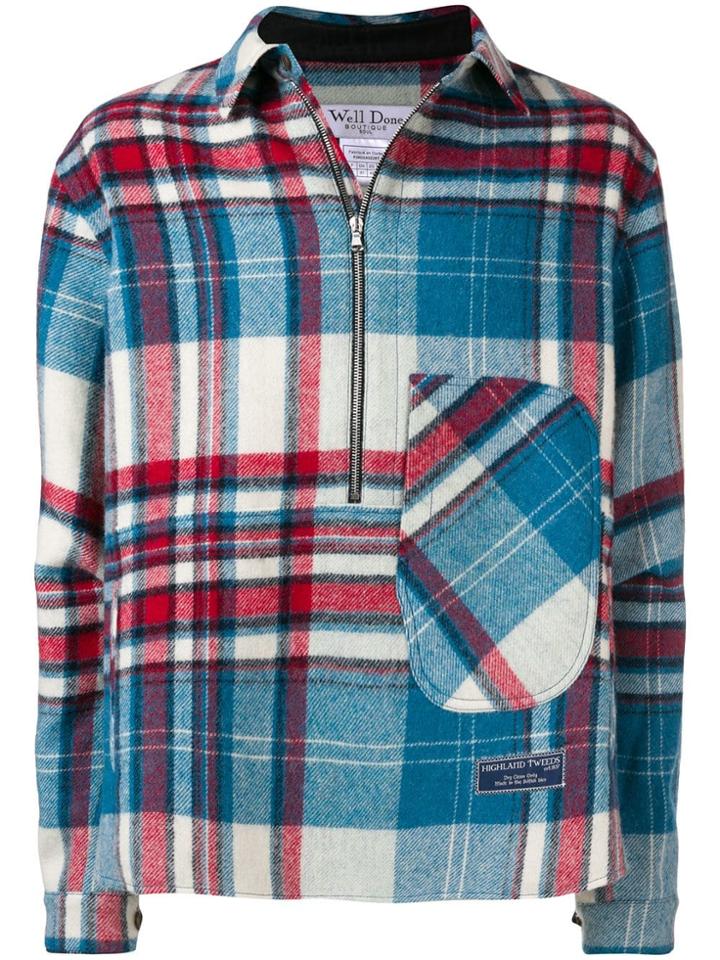 We11done Half Zip Shirt Jacket - Blue