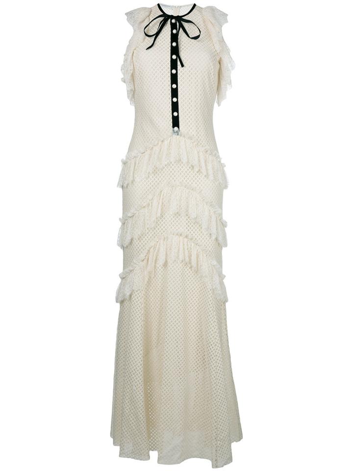 Philosophy Di Lorenzo Serafini Ruffled Lace Maxi Dress, Women's, Size: 40, Nude/neutrals, Cotton/polyamide/polyester