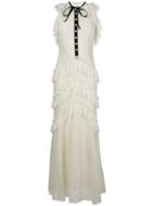 Philosophy Di Lorenzo Serafini Ruffled Lace Maxi Dress, Women's, Size: 40, Nude/neutrals, Cotton/polyamide/polyester