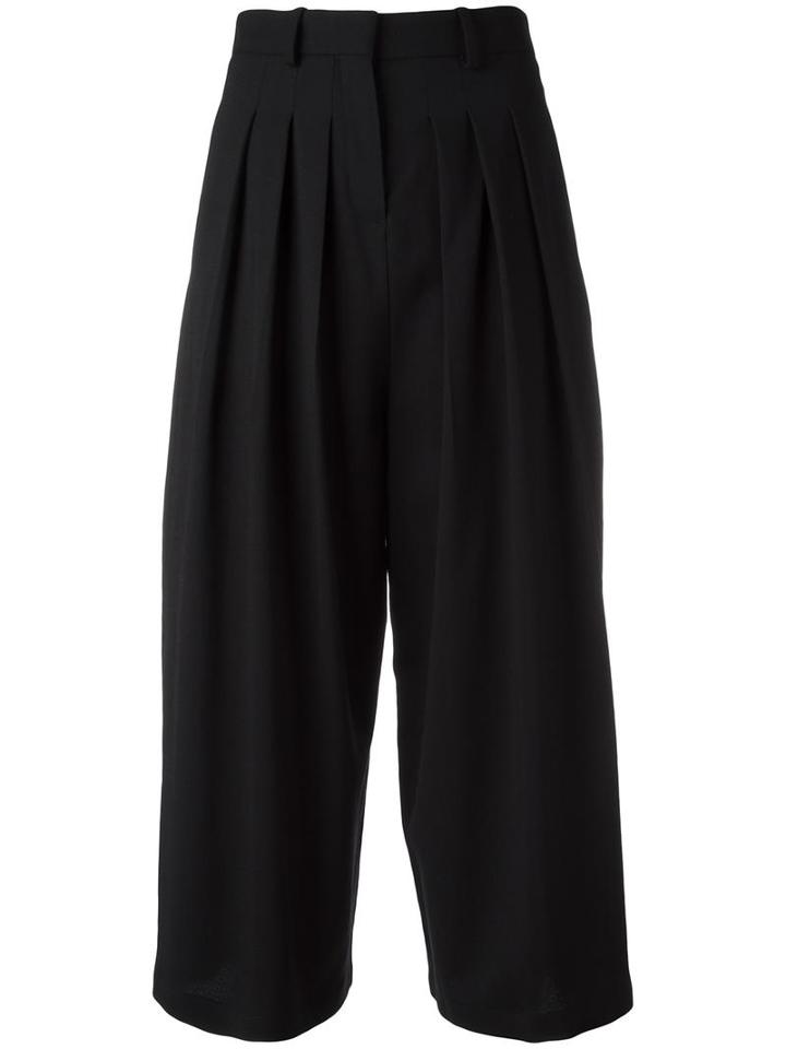 Mcq Alexander Mcqueen Pleated Culottes, Women's, Size: 38, Black, Spandex/elastane/virgin Wool