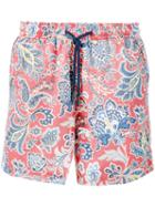 Etro Paisley Print Swim Shorts, Men's, Size: Small, Red, Nylon