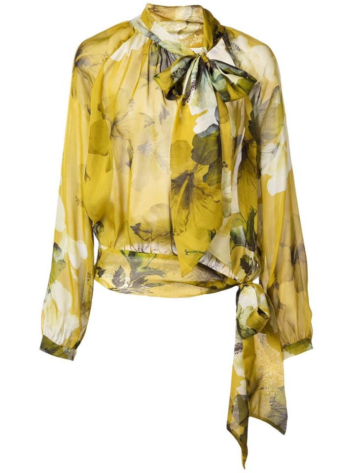 Michelle Mason Gathered Chiffon Blouse - Yellow