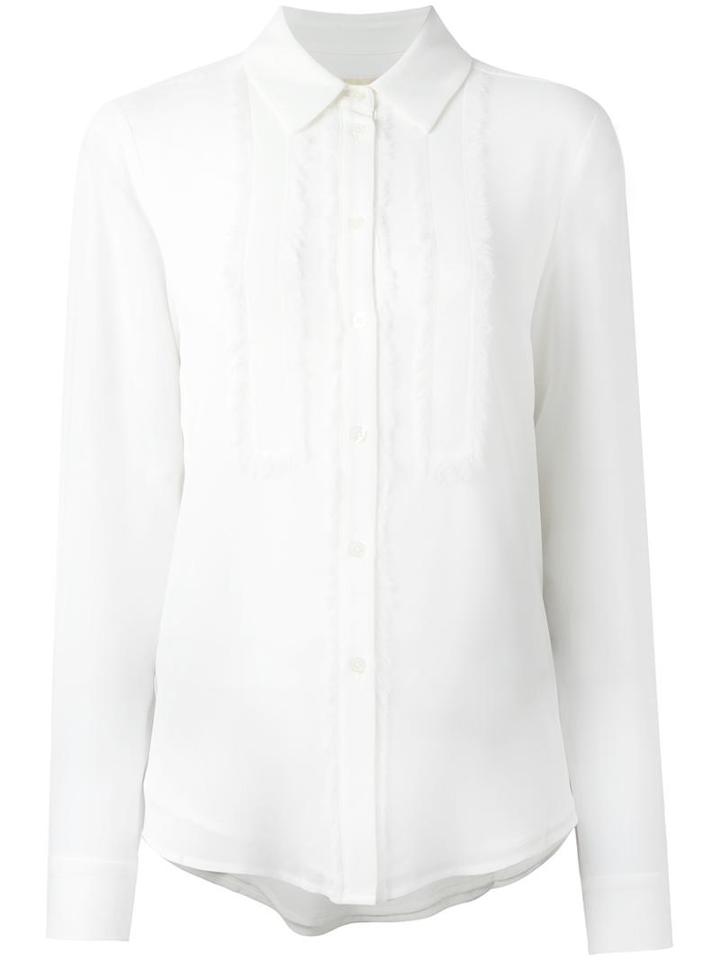 Michael Michael Kors Frayed Front Shirt, Women's, Size: Small, Nude/neutrals, Polyester