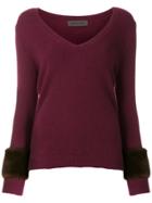 Simonetta Ravizza Fur-trim Fitted Sweater - Pink & Purple