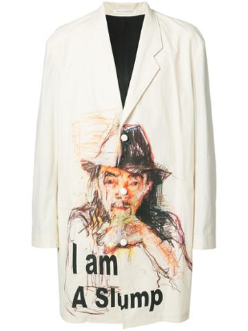 Yohji Yamamoto Three Button Printed Jacket, Men's, Size: 3, White, Cotton/silk