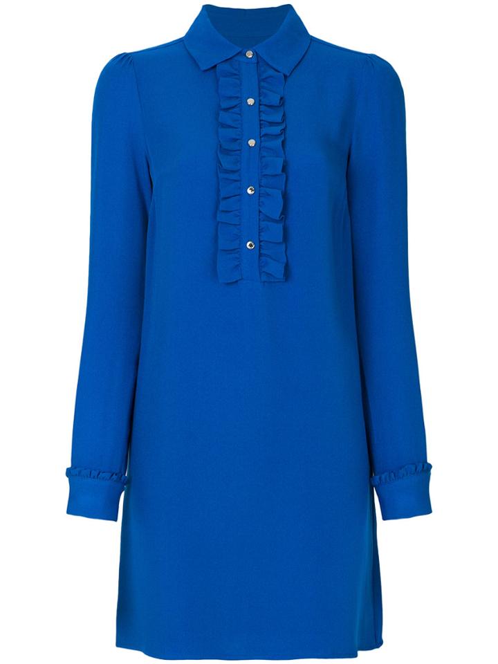 Michael Michael Kors Ruffle Front Shirt Dress - Blue