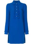 Michael Michael Kors Ruffle Front Shirt Dress - Blue