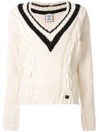 Chanel Pre-owned Cable Knit V-neck Jumper - White