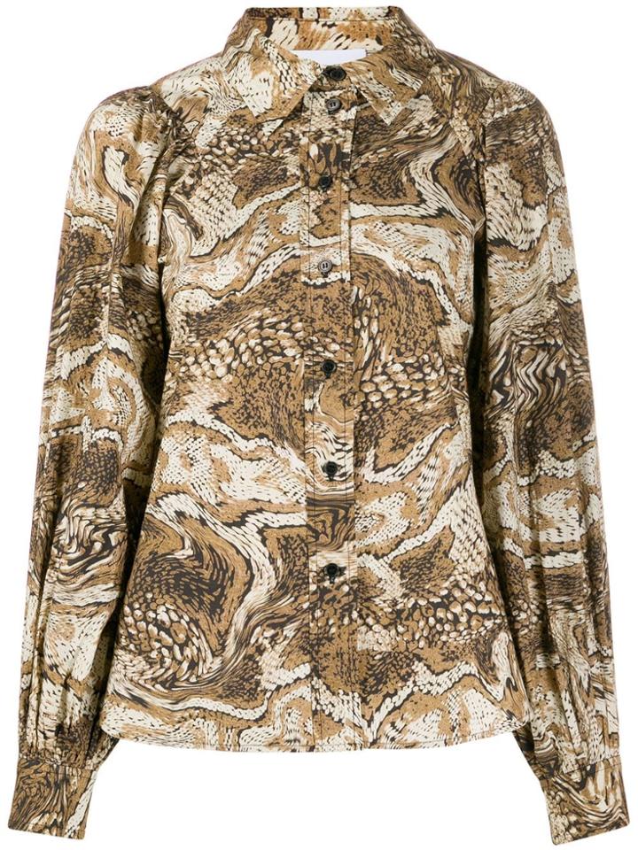 Ganni Graphic Print Blouse - Brown