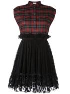 Giamba Checked Ruffle Dress, Women's, Size: 44, Black, Cotton/polyamide/virgin Wool