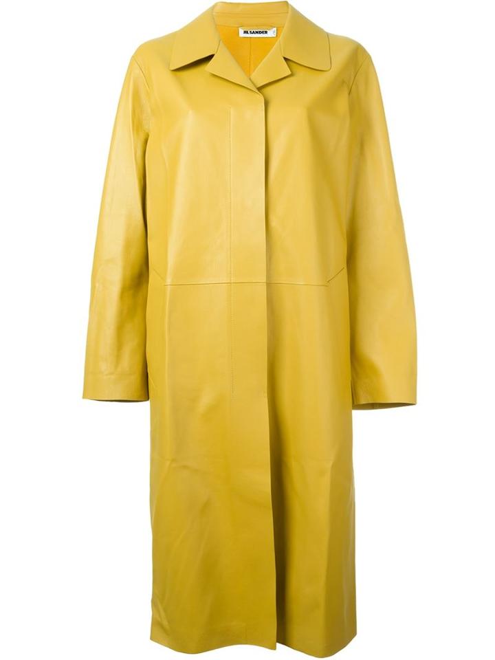 Jil Sander Long Coat, Women's, Size: 36, Yellow/orange, Lamb Skin