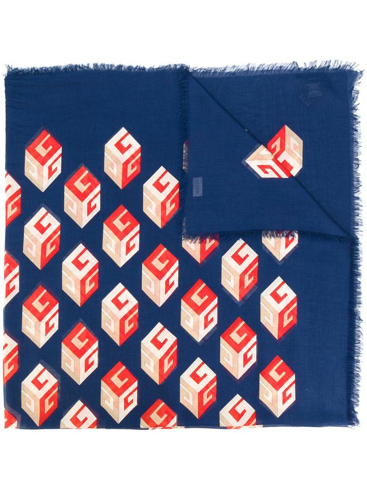 Gucci - Printed Scarf - Women - Modal/silk - One Size, Blue, Modal/silk