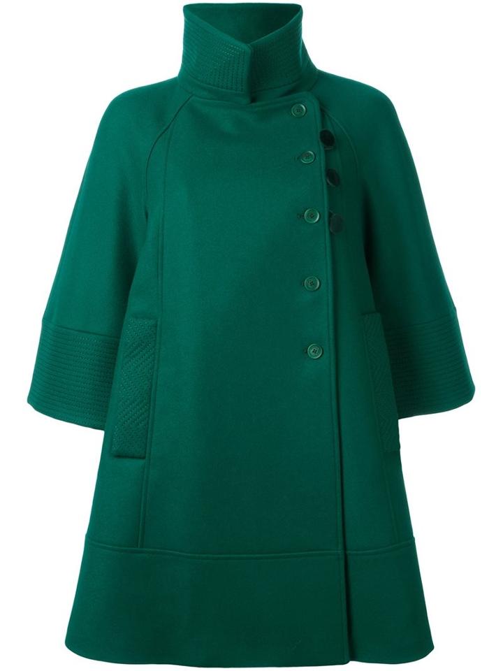 Rossella Jardini Stitch Detail Coat, Women's, Size: 40, Green, Polyamide/viscose/wool