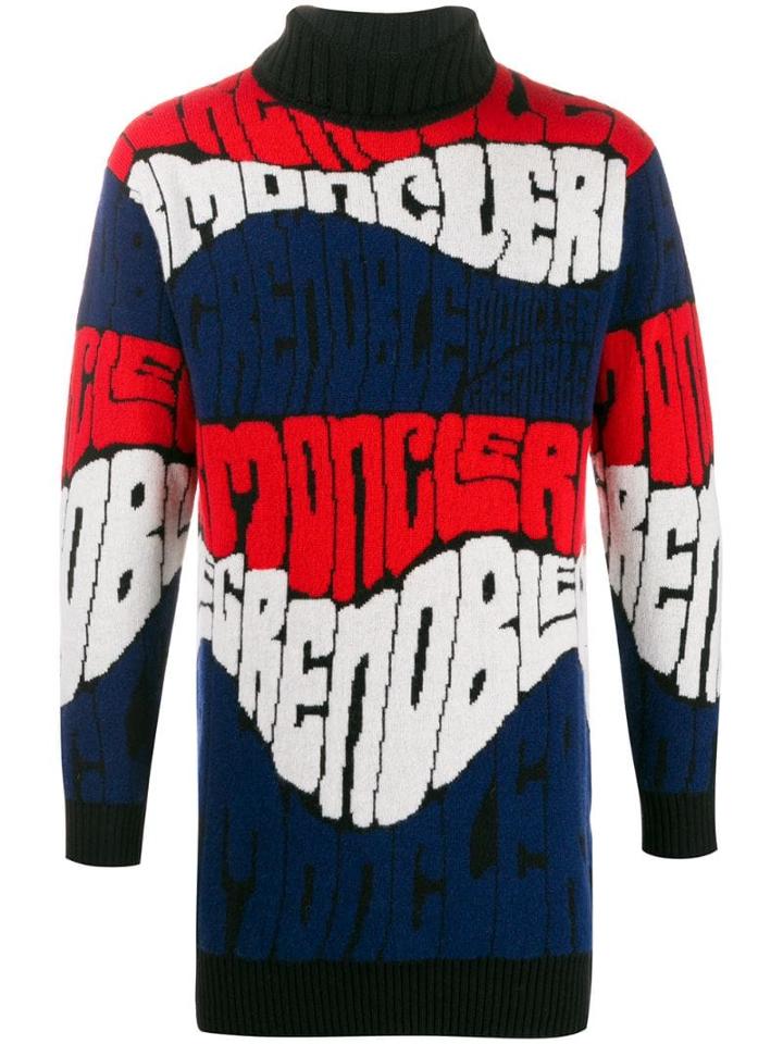 Moncler Grenoble All-over Logo Print Sweater - Blue