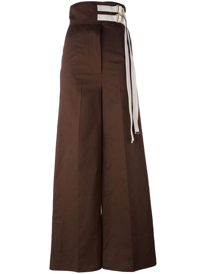 Marni Wide Leg Trousers, Women's, Size: 42, Brown, Cotton/linen/flax