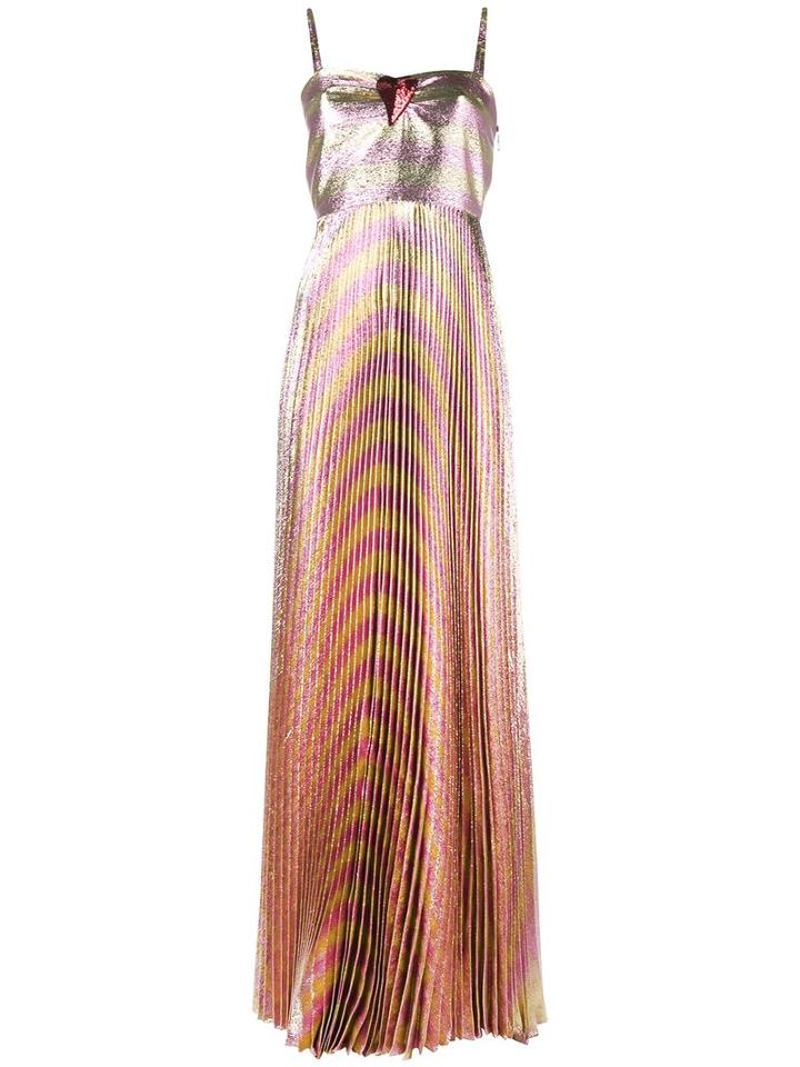 Gucci Pleated Lamé Gown, Women's, Size: 40, Grey, Metallic Fibre/silk/polyester/silk