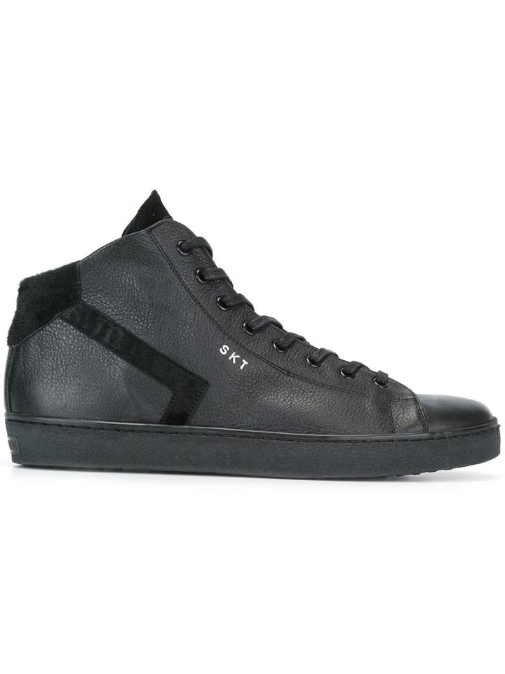 Leather Crown Lace-up Hi-top Sneakers