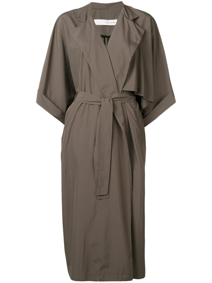 Isabel Benenato Light Belted Parka - Grey