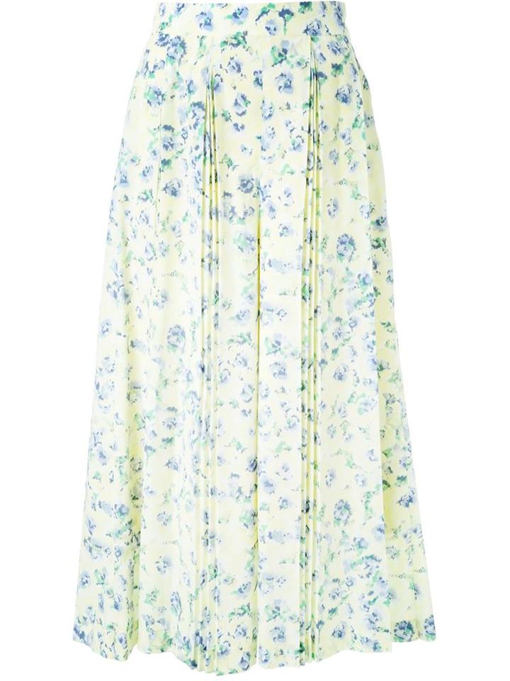 Loveless Floral Print Wide-legged Cropped Trousers, Women's, Size: 36, Yellow/orange, Polyester
