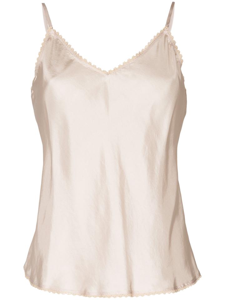 Lee Mathews V-neck Cami Top With Lace - Nude & Neutrals