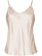 Lee Mathews V-neck Cami Top With Lace - Nude & Neutrals