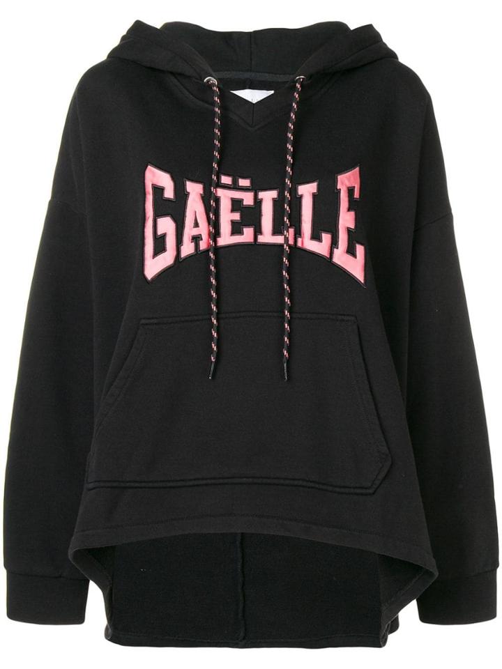 Gaelle Bonheur Logo Asymmetric Hoodie - Black