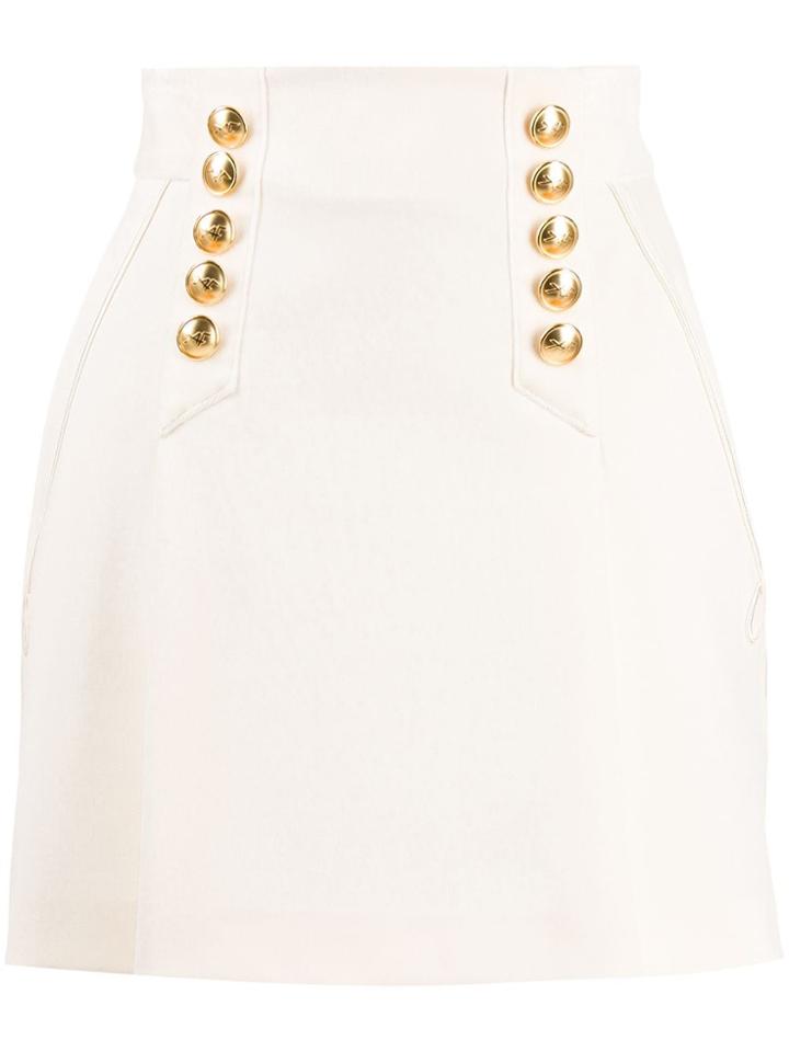 Alberta Ferretti Button-embellished Mini Skirt - Neutrals