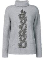 Jo No Fui Embellished Turtle Neck Sweater - Grey
