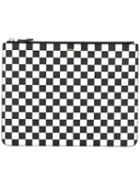 Givenchy Checkered Zip Pouch, Men's, Black, Calf Leather