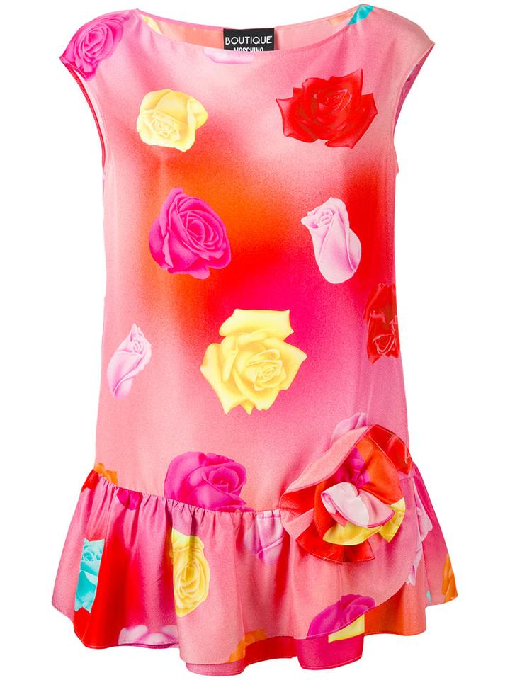 Boutique Moschino - Floral Print Sleeveless Blouse - Women - Silk - 46, Pink/purple, Silk