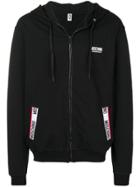 Moschino Logo Stripe Zip Hoodie - Black