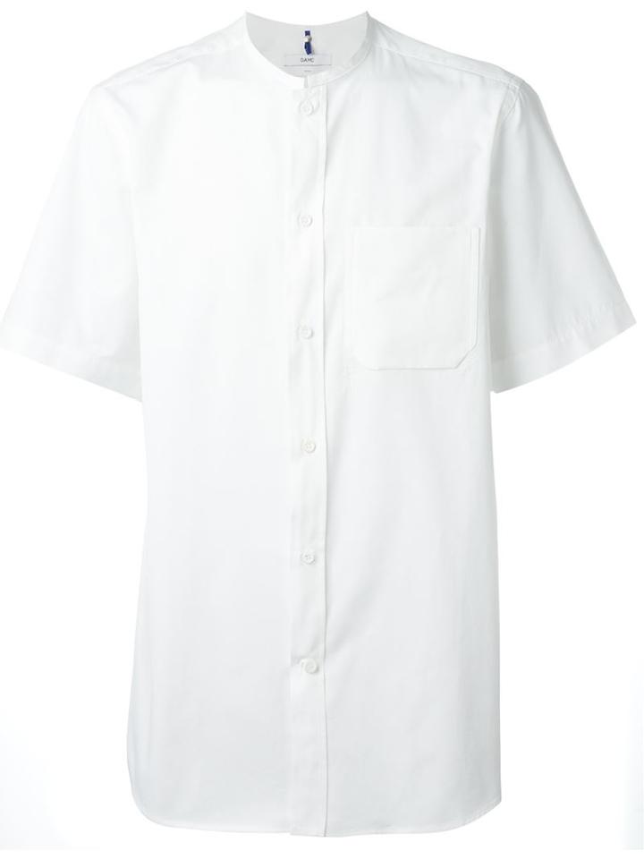 Oamc Collarless Shortsleeved Shirt, Men's, Size: Small, White, Cotton