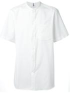 Oamc Collarless Shortsleeved Shirt, Men's, Size: Small, White, Cotton