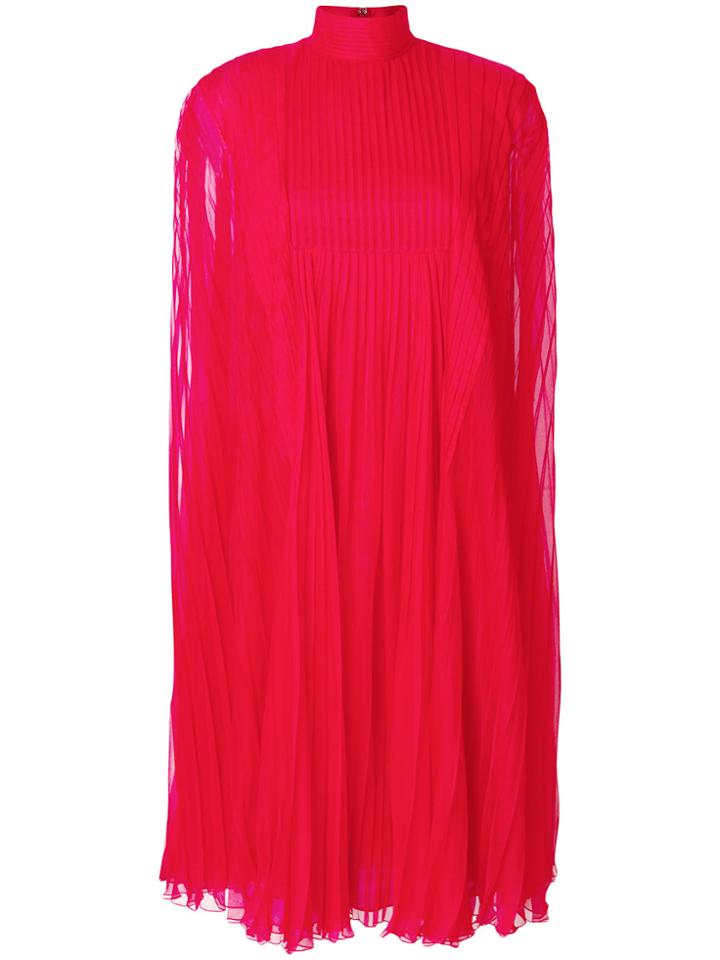 Valentino Plisse Long Dress - Red