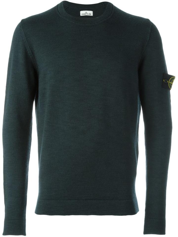 Stone Island Logo Patch Jumper, Men's, Size: Small, Blue, Wool