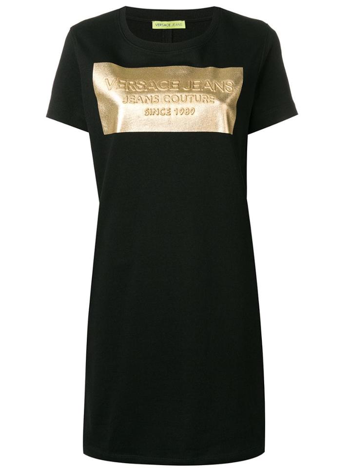 Versace Jeans Black And Gold T-shirt Dress