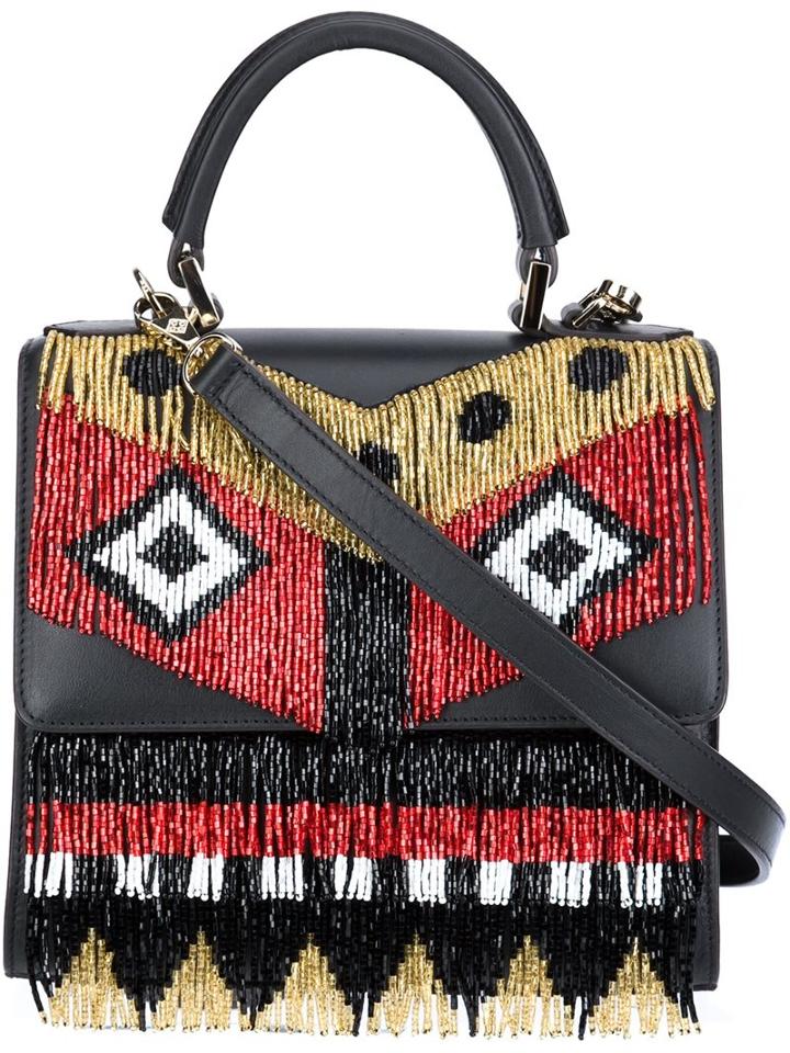 Les Petits Joueurs Mini 'alex' Tote, Women's, Black, Calf Leather
