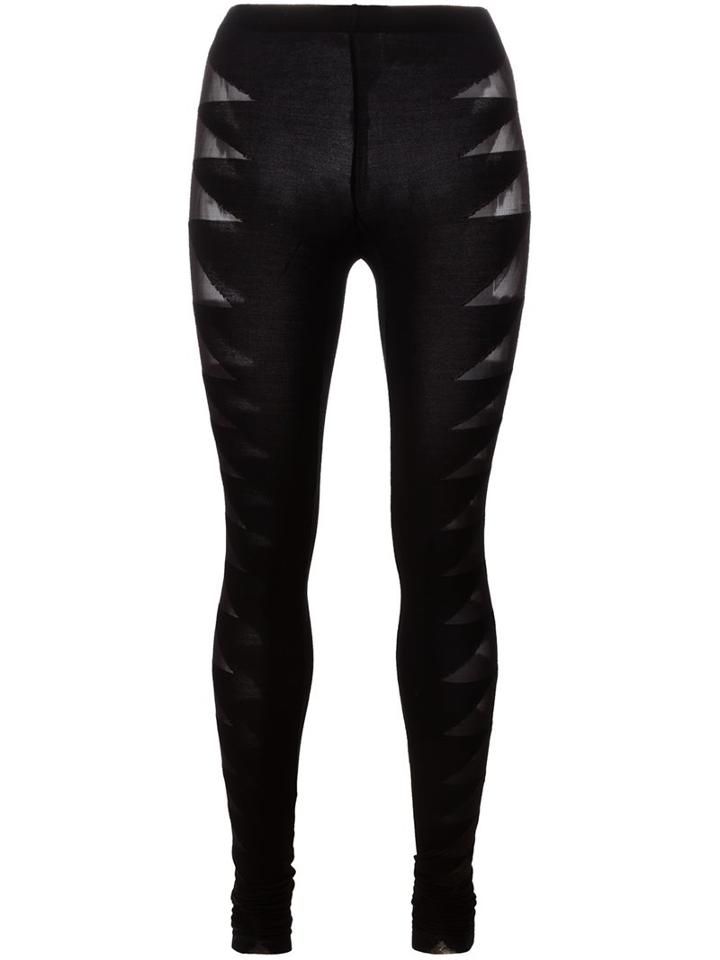 Rick Owens Lilies Ribbed Paneling Leggings, Women's, Size: 42, Black, Polyamide/spandex/elastane/viscose