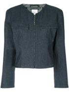 Chanel Vintage Collarless Zipped Jacket - Blue