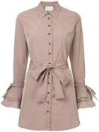 Alexis Ruffled Sleeve Shirt Dress - Brown