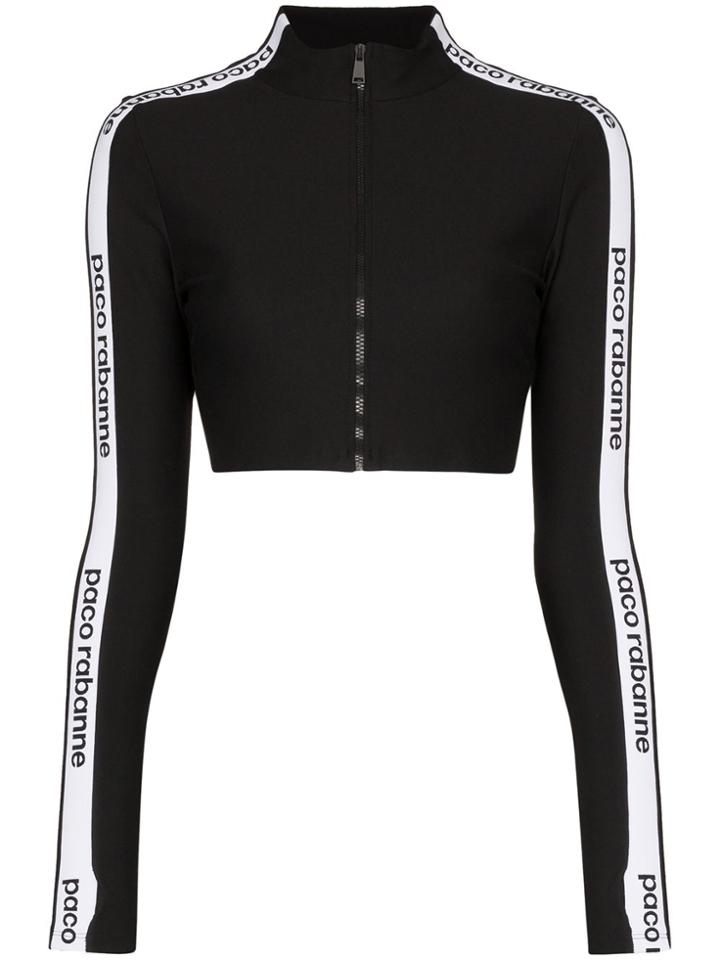 Paco Rabanne Stripe Cropped Track Jacket - Black