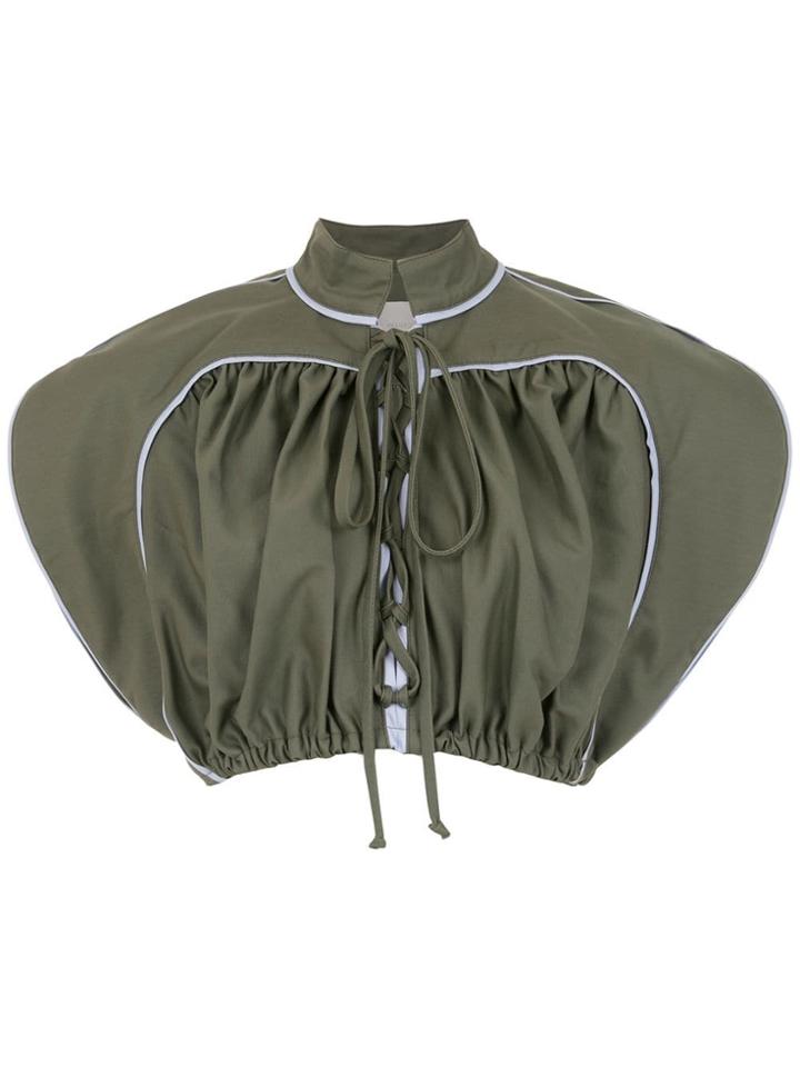 Framed Double Layer Cropped Top - Green