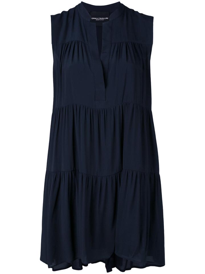 Erika Cavallini - Ruched Mini Dress - Women - Silk/acetate - 44, Blue, Silk/acetate